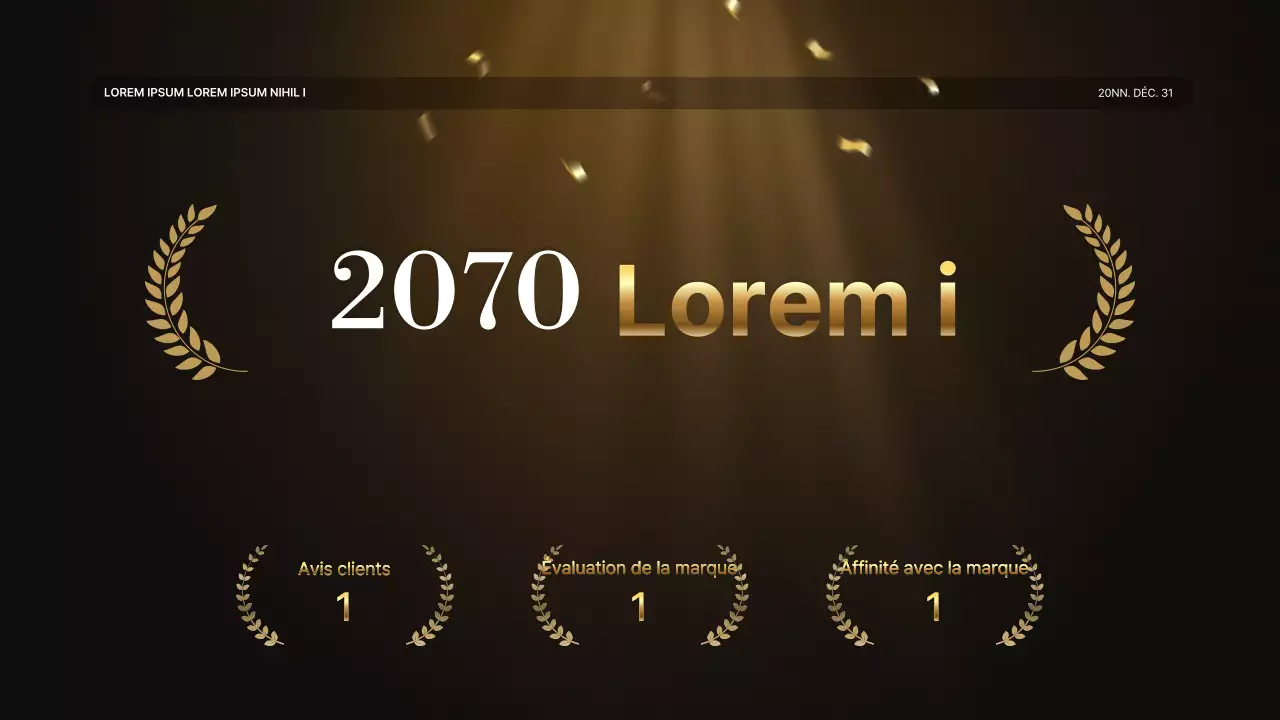 Une luxueuse présentation des performances en or et en brun et un rapport sur les événements de fin d'année