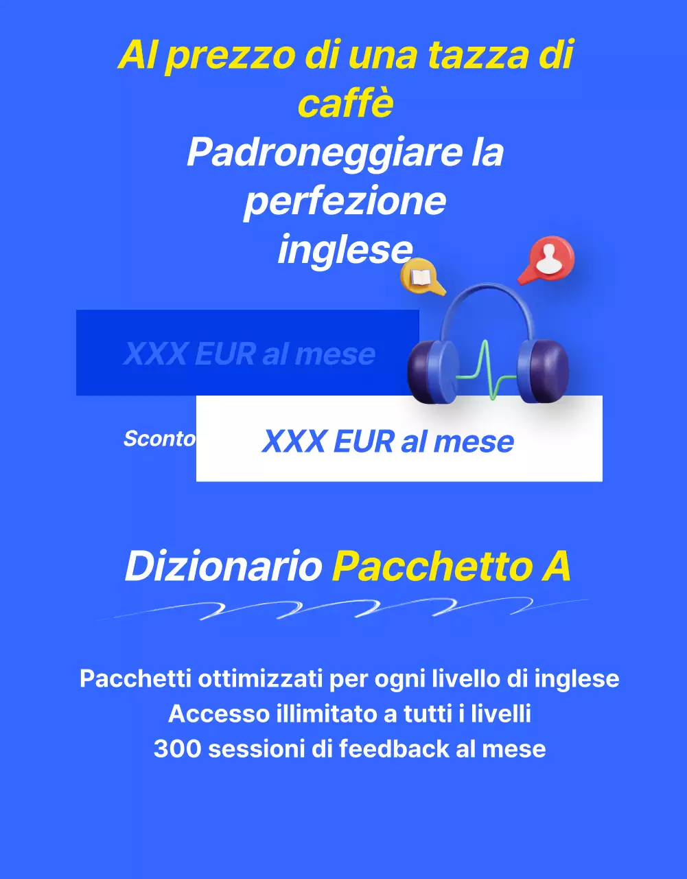 Promuovete un accordo per una lezione di inglese kitsch blu e giallo