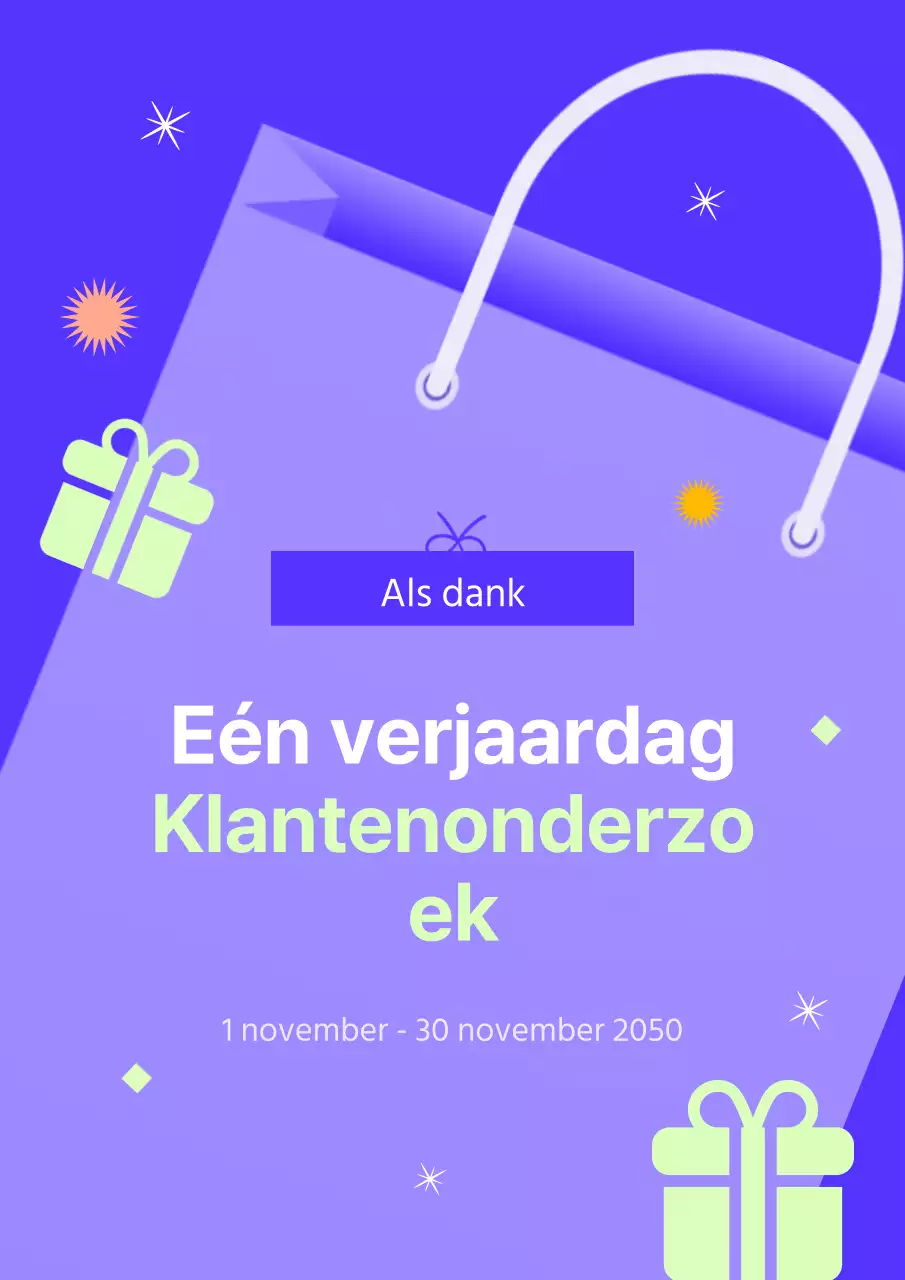 Adverteer een evenement voor klantenwaardering met een paarse knipoog