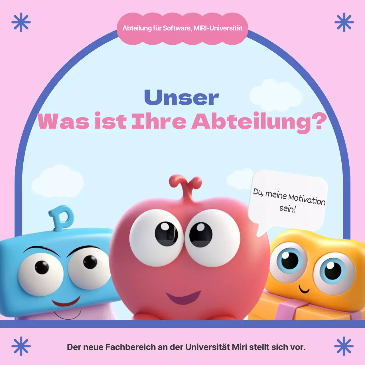 Ein einfaches rosa und hellblaues Farbschema zur Einführung der Abteilung