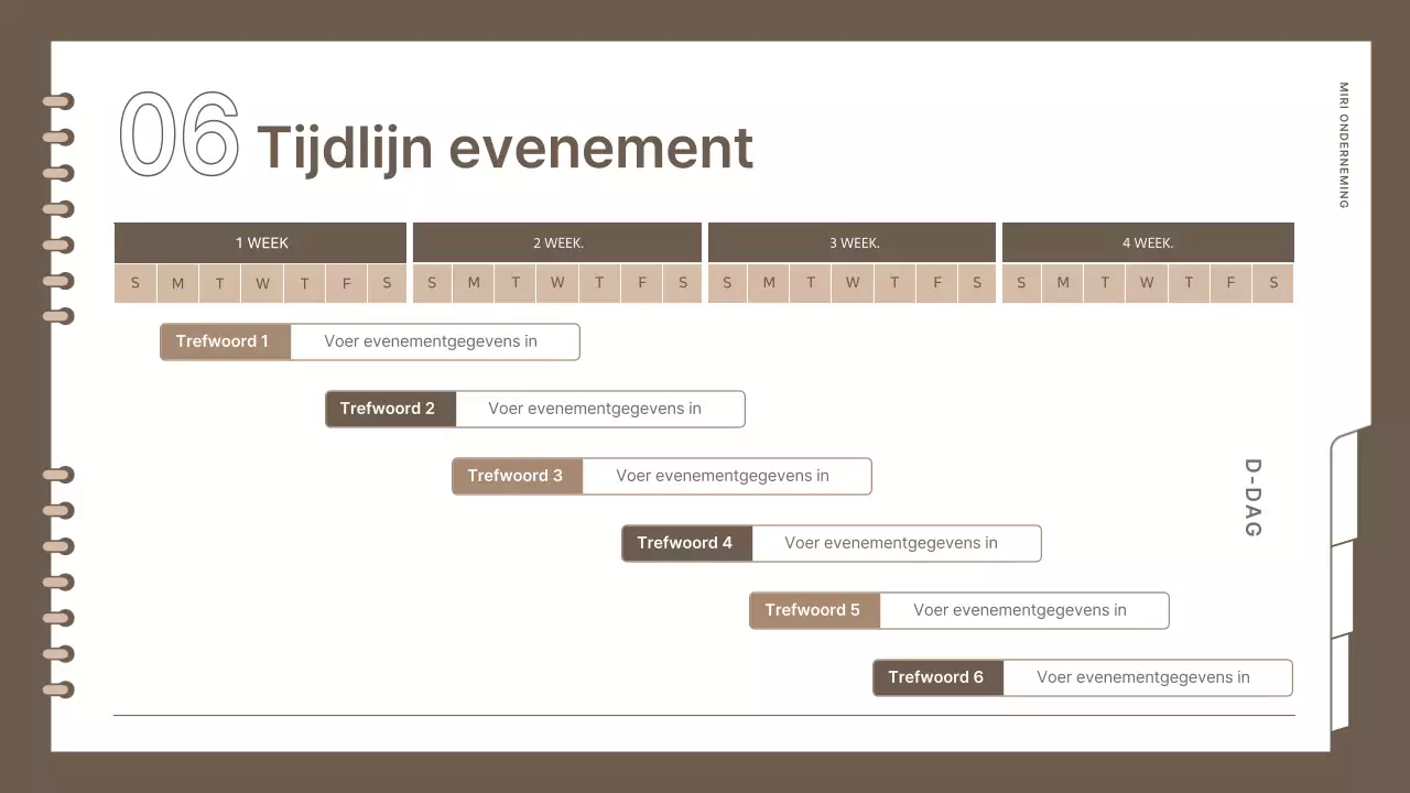 Eenvoudige, gemerkte evenementenplanner in bruin