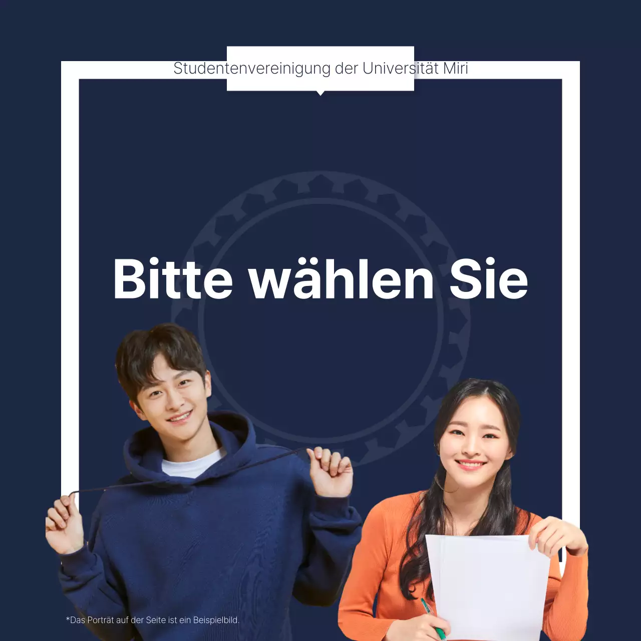 Ein einfaches, marineblau-weißes Wahlversprechenheft