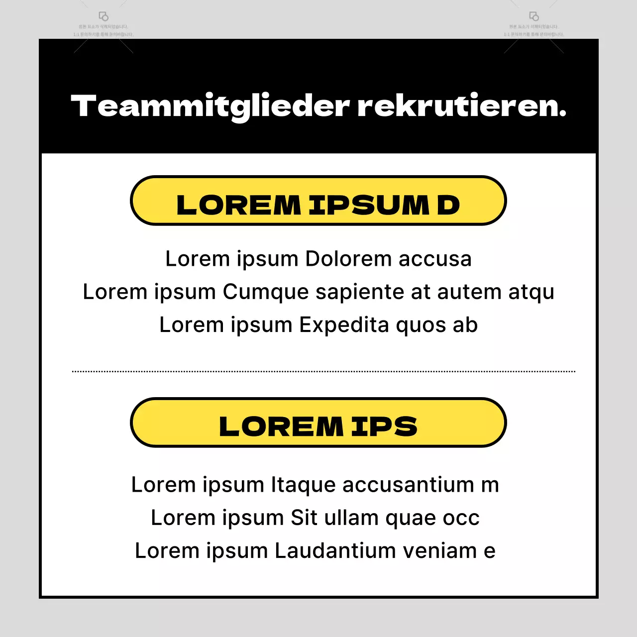 Trendige Teameinstellungsanzeigen mit grauem Hintergrund