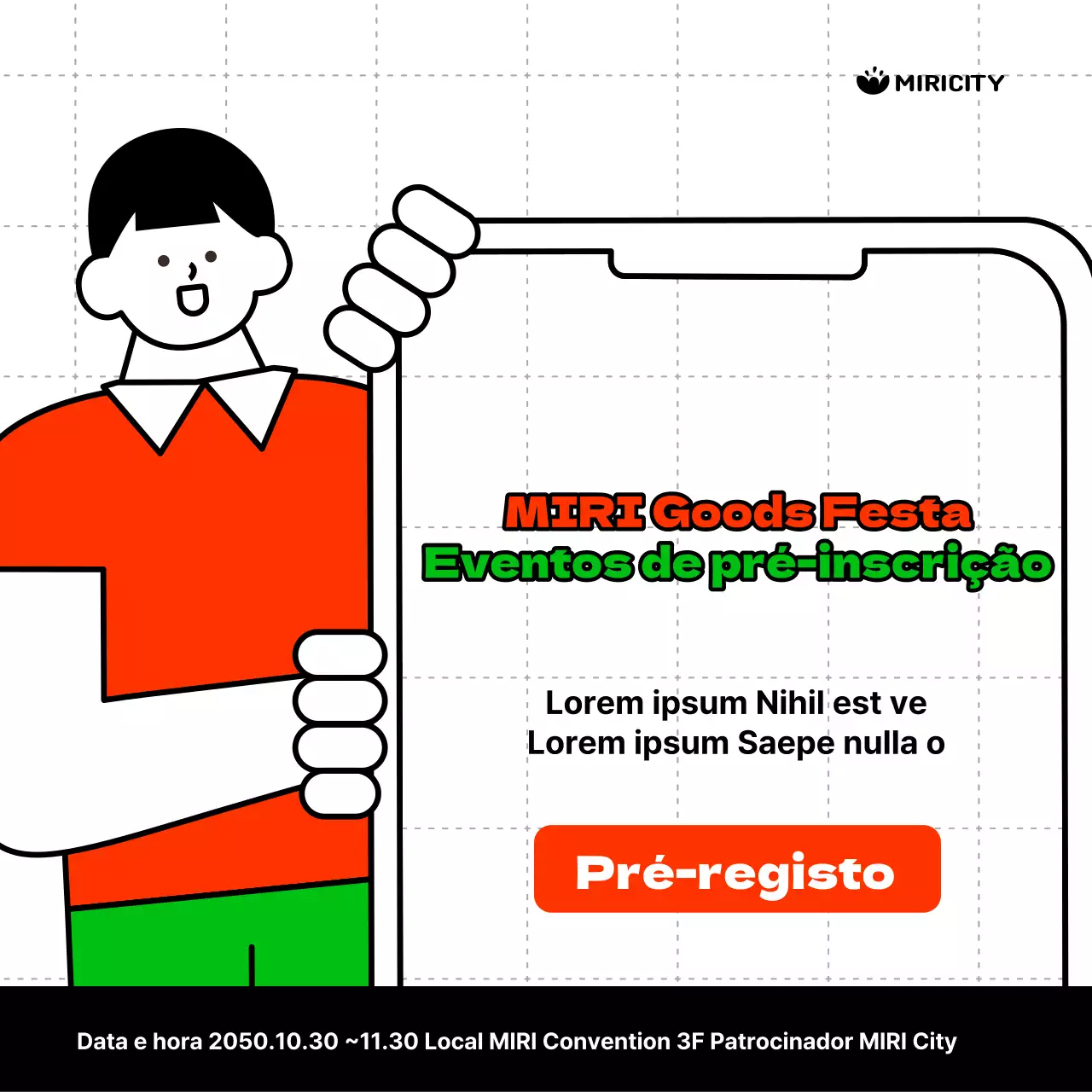  Promover um evento simples de pré-registo vermelho e verde