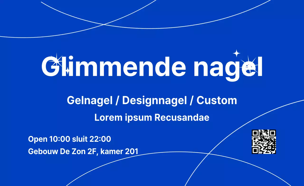 Blauwe nagellak met lijnen en glittersterren