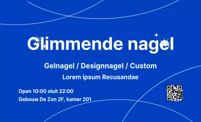 Blauwe nagellak met lijnen en glittersterren