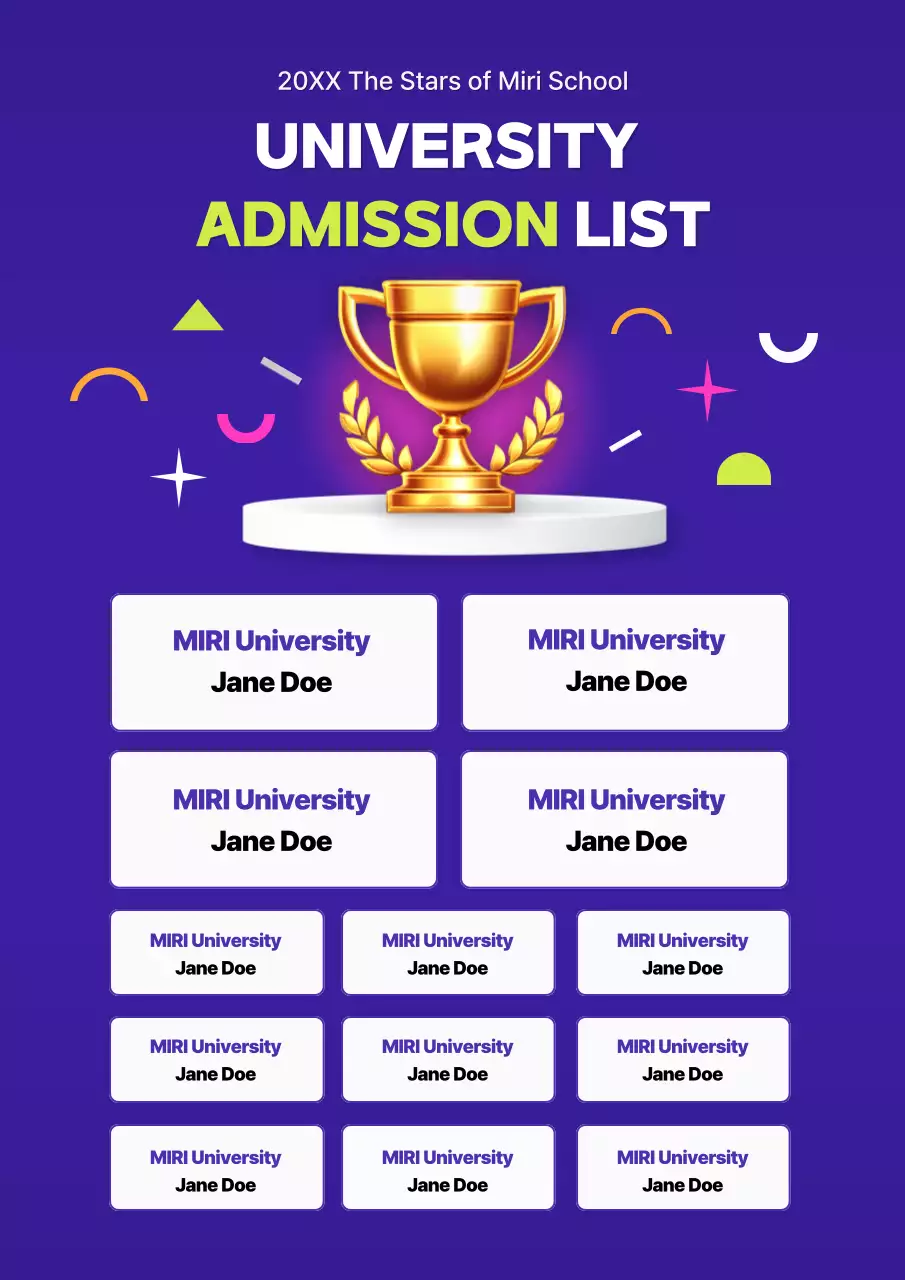 Purple Modern University Admission Announcement Poster