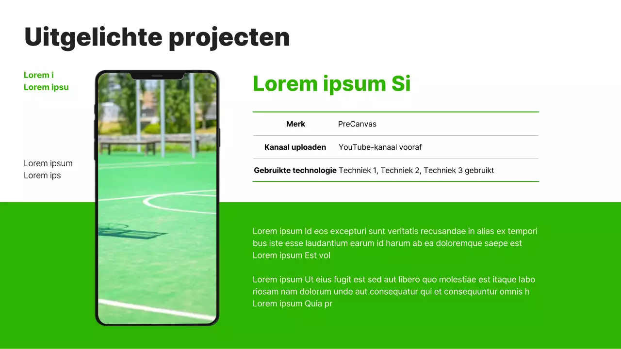 Een eenvoudige loopbaanportefeuille in groen