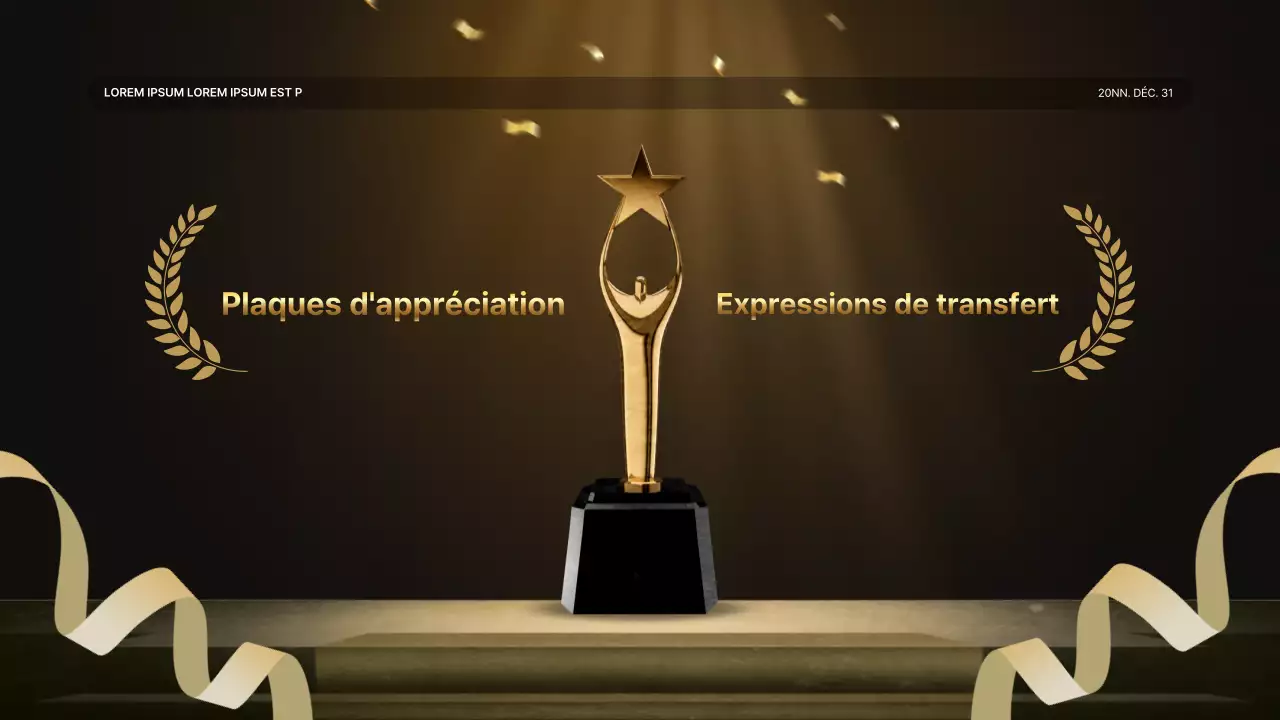 Une luxueuse présentation des performances en or et en brun et un rapport sur les événements de fin d'année