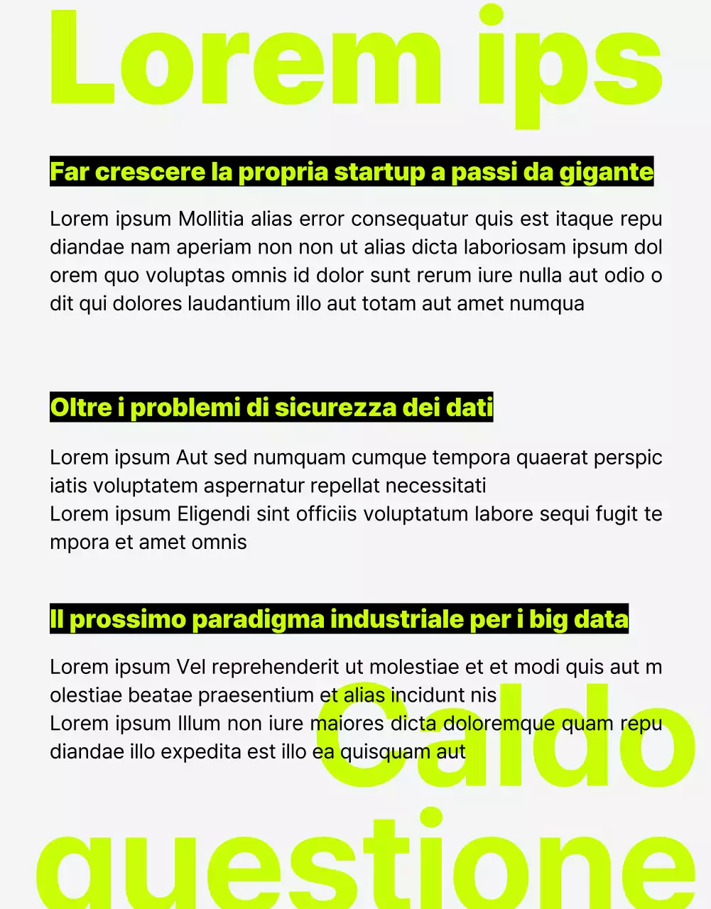 Una newsletter interna di tendenza con accenti verde lime