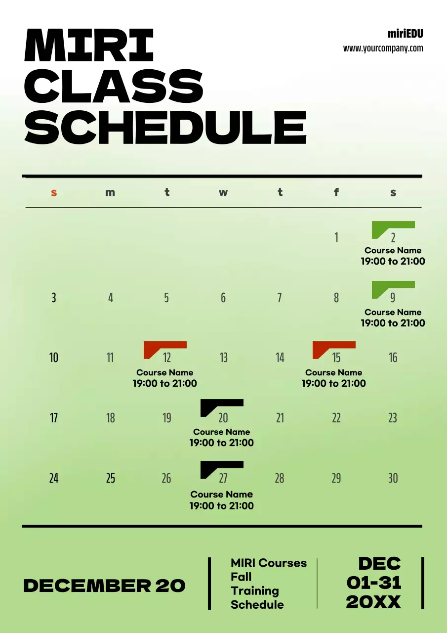 그린 모던 클래스 일정 플래너 포스터
