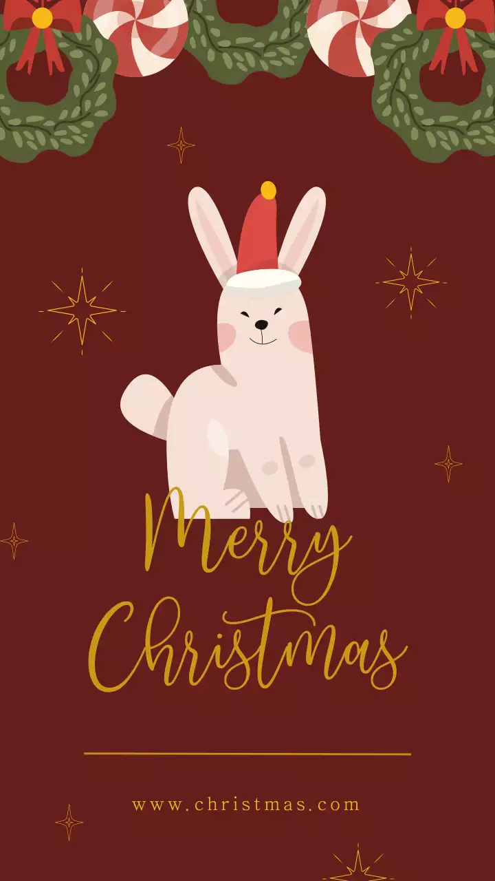 귀여운 레드 골드 일러스트 크리스마스 토끼 인사말 인스타그램 스토리
