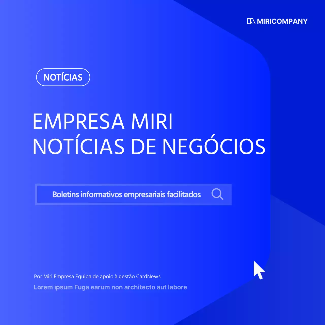 Um boletim informativo empresarial simples a azul e branco