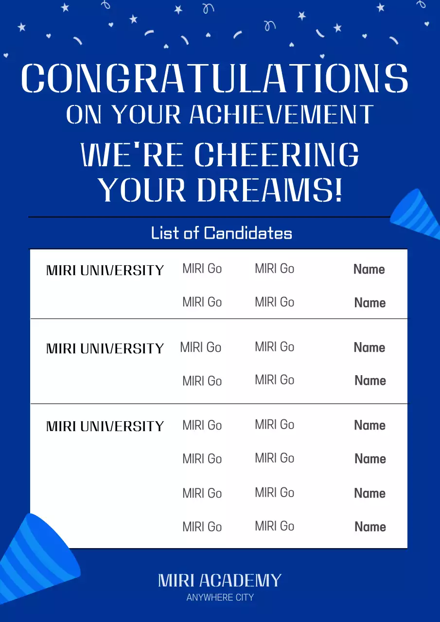 블루 심플 어치브먼트 발표 포스터