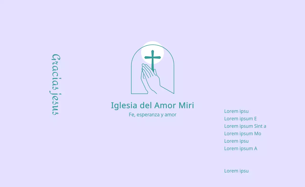Ilustración lineal turquesa de logotipo de iglesia y versículo bíblico