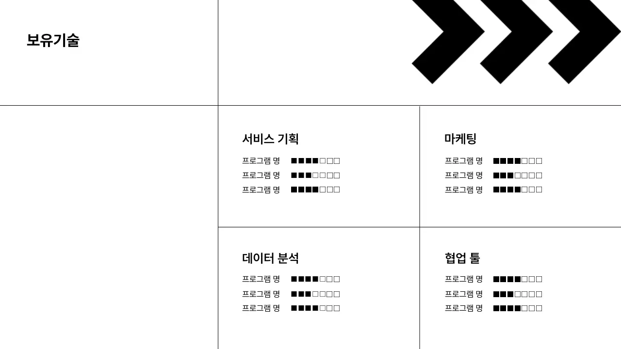흑백의 심플한 경력자 포트폴리오