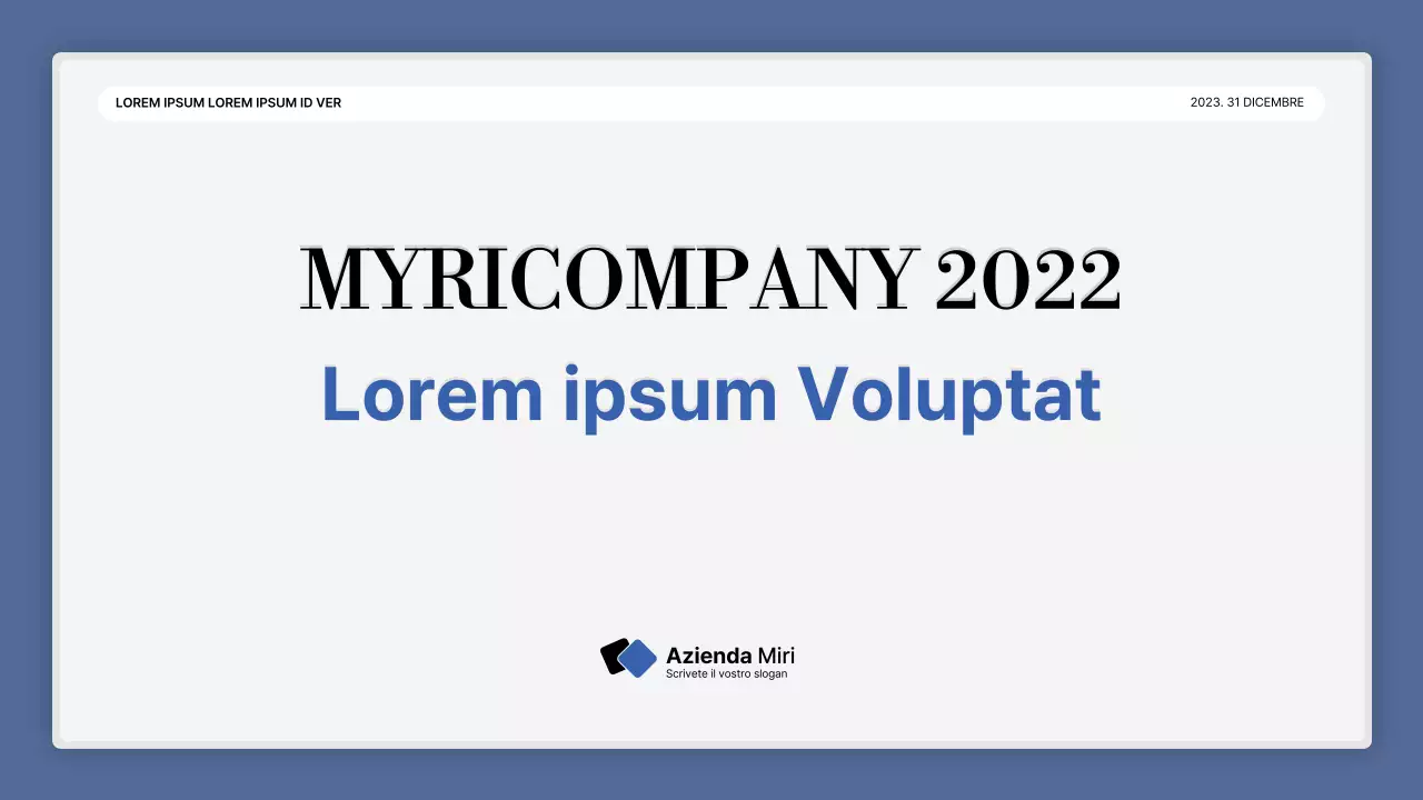 Una semplice presentazione della performance in bianco e blu e una relazione sull'evento di fine anno.