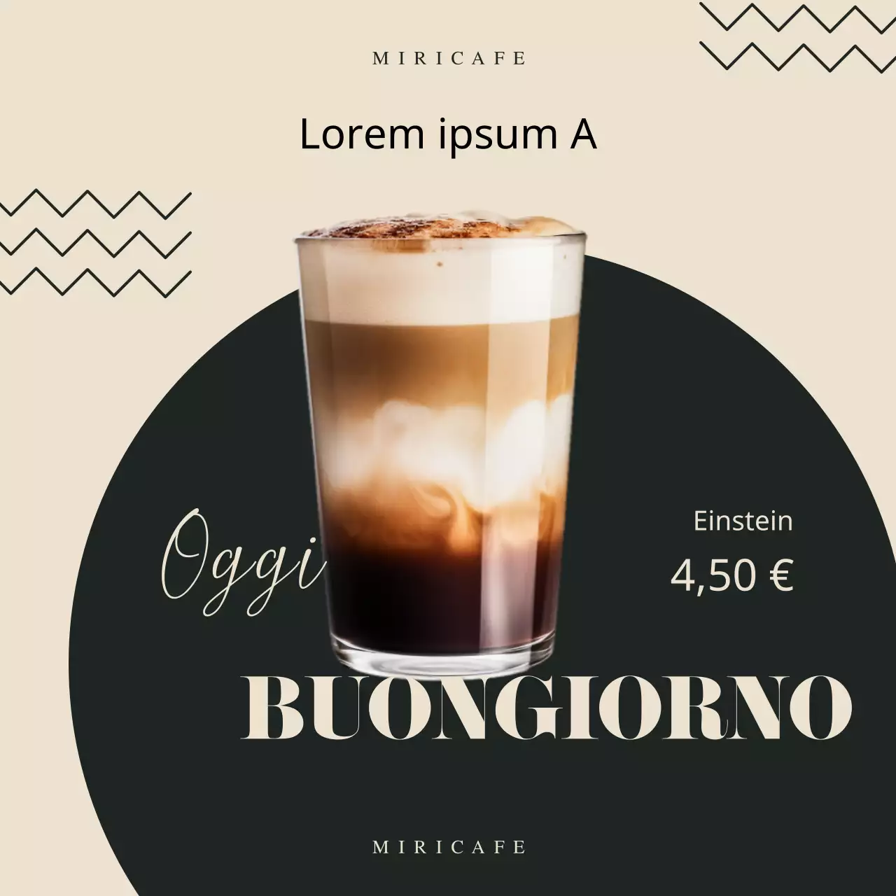 Un semplice annuncio di marca di un caffè in verde e avorio