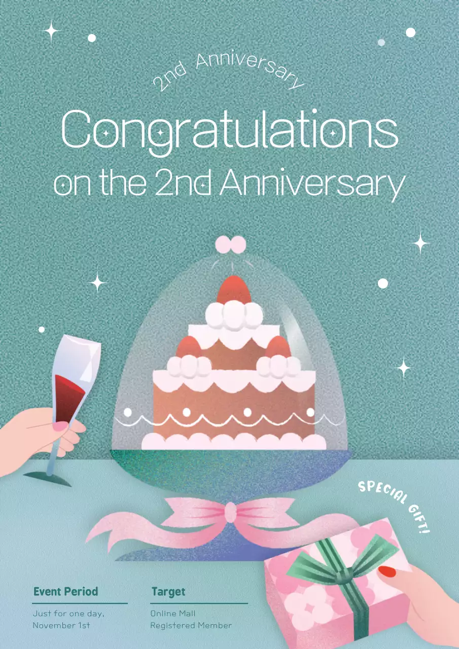 Teal Elegant Anniversary Announcement Poster