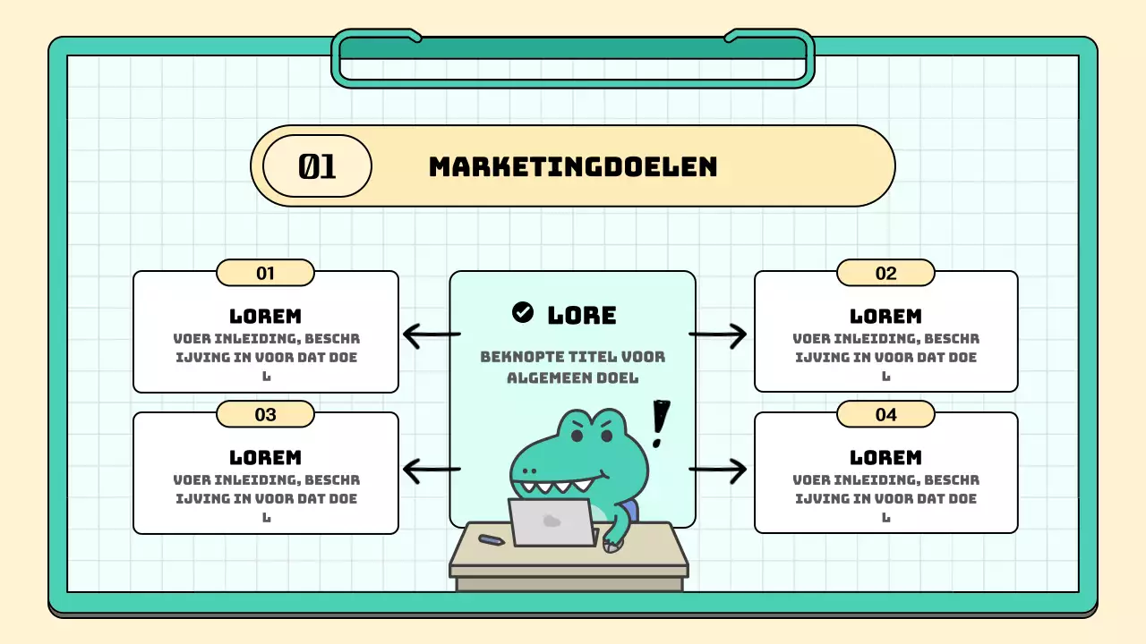 Een eenvoudig verslag van de notulen van de vergadering over de marketingstudie voor munt- en geelsupporters