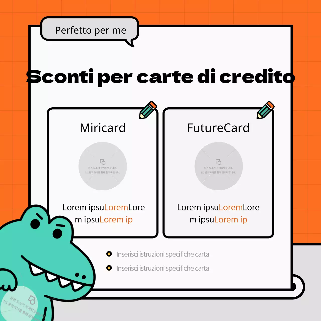 Annunci arancioni kitsch sui social media delle piccole imprese