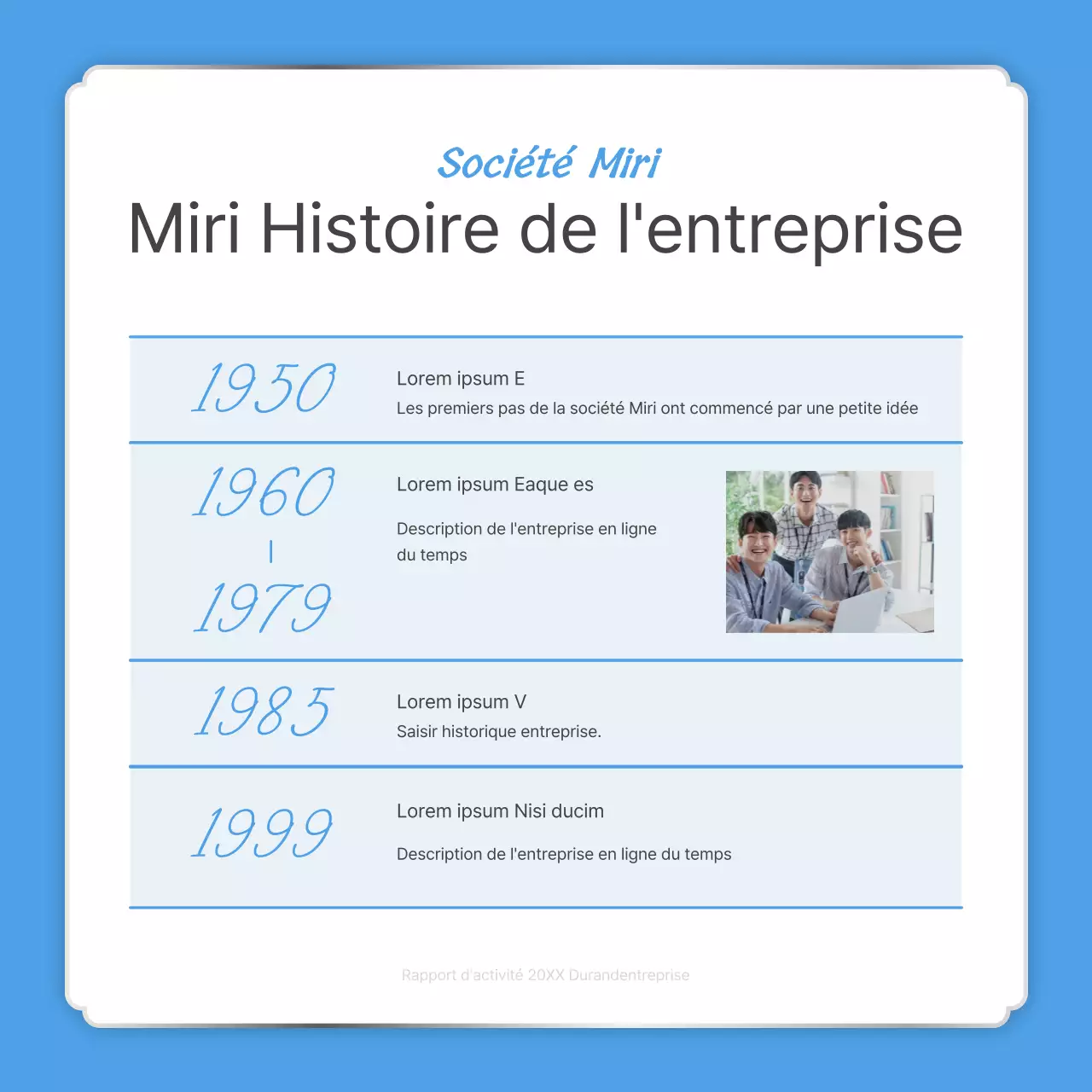 Un poste de déclaration de fin d'année simple en bleu clair et blanc