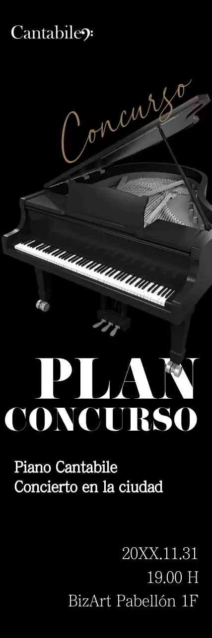 Promoción de un concurso para una escuela de piano de lujo en Blacktone.