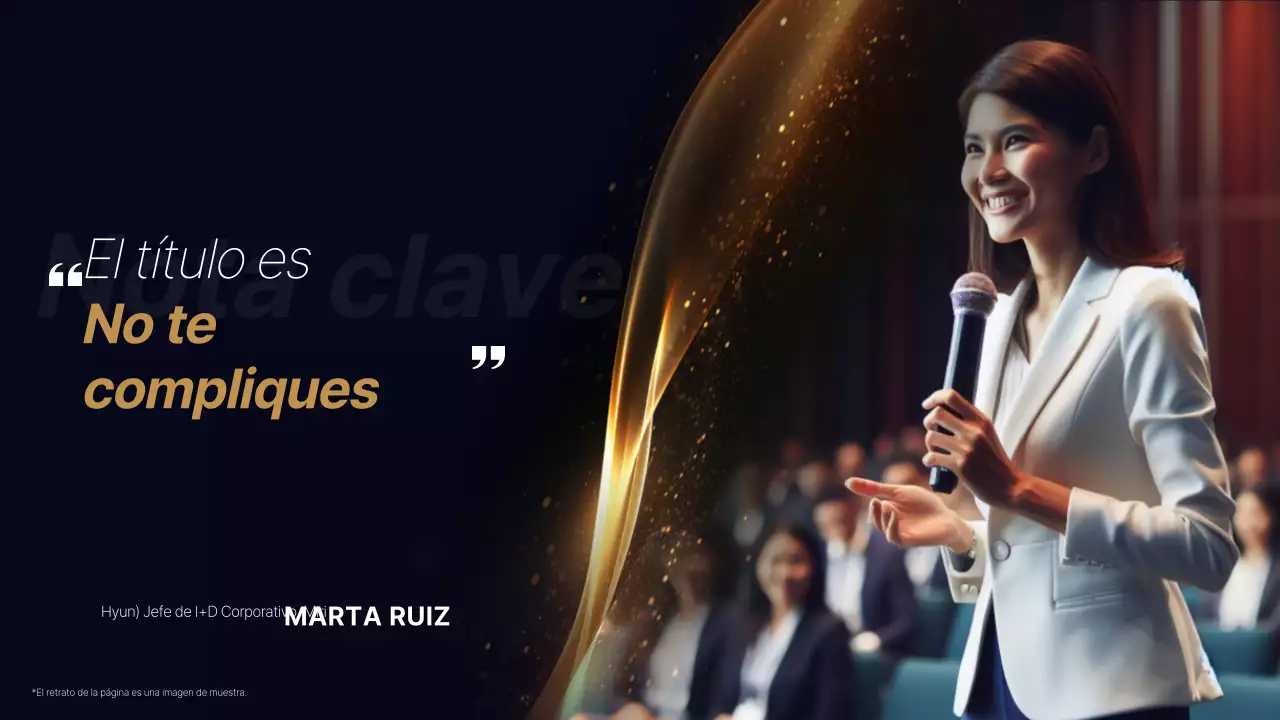 Una lujosa presentación de conferencia en azul marino y dorado