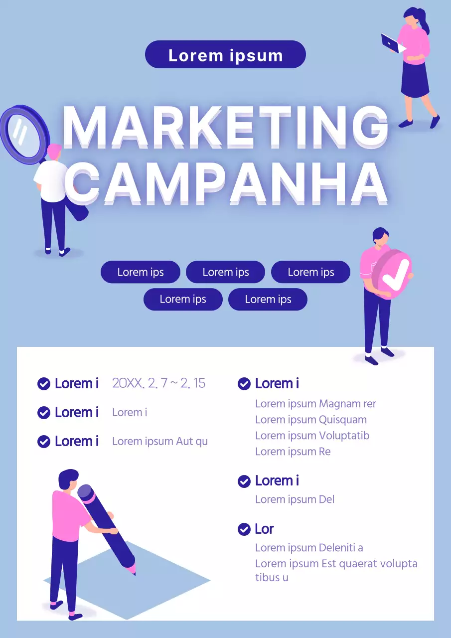 Anúncio de um campo de marketing giro em azul e cor-de-rosa