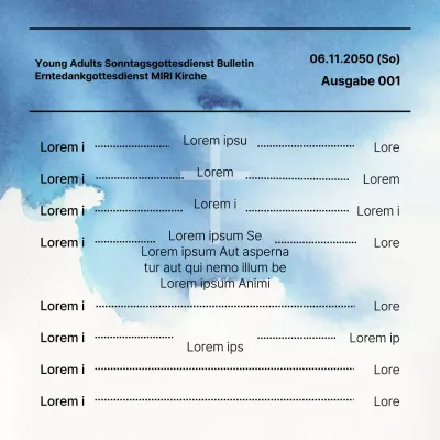Ein Leitfaden für moderne, blau-weiße Gottesdienst-Bulletins