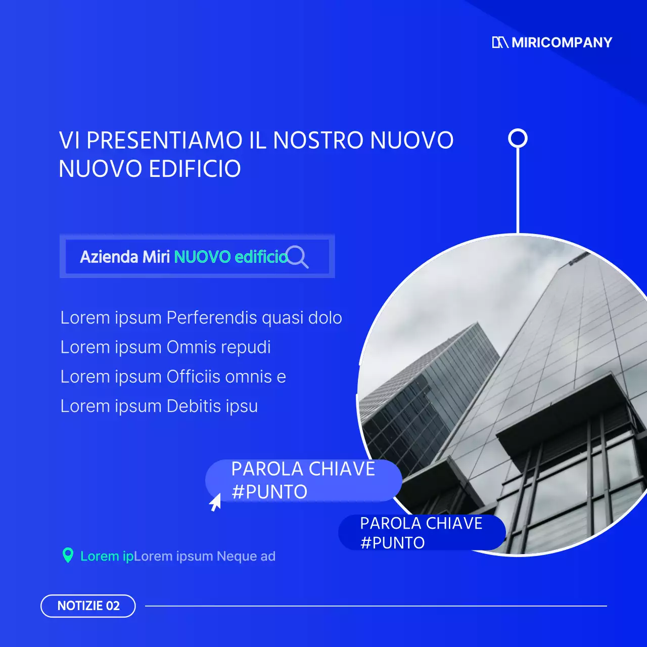 Una semplice newsletter aziendale in bianco e blu