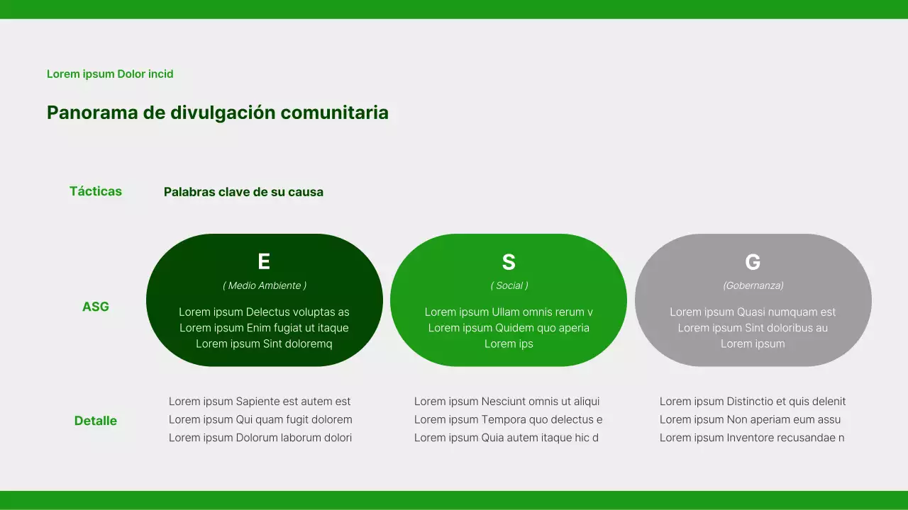 Un sencillo informe de responsabilidad social corporativa en verde y gris
