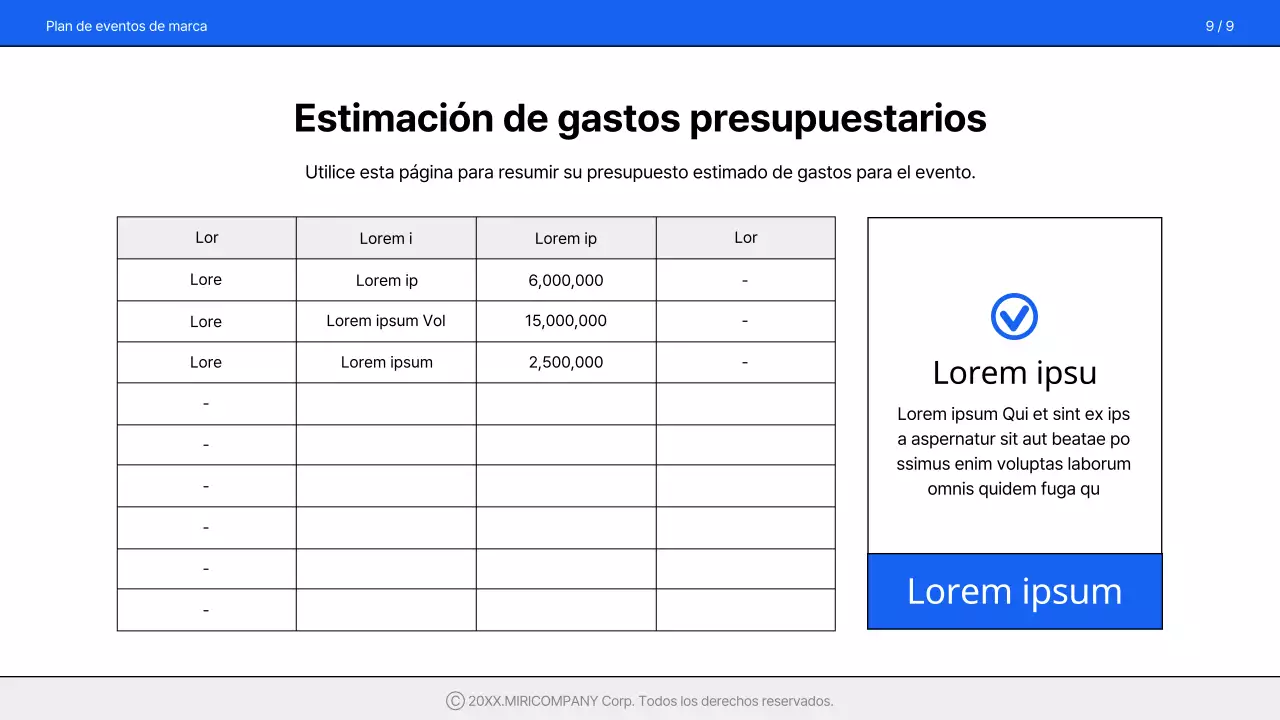 Una propuesta de evento sencilla y de marca en azul y blanco