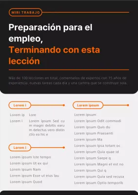 Promover una sencilla lección de búsqueda de empleo en negro y naranja