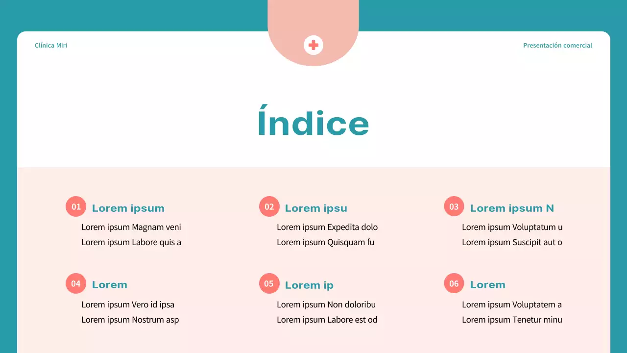 Propuesta sencilla de marketing hospitalario en azul y rojo