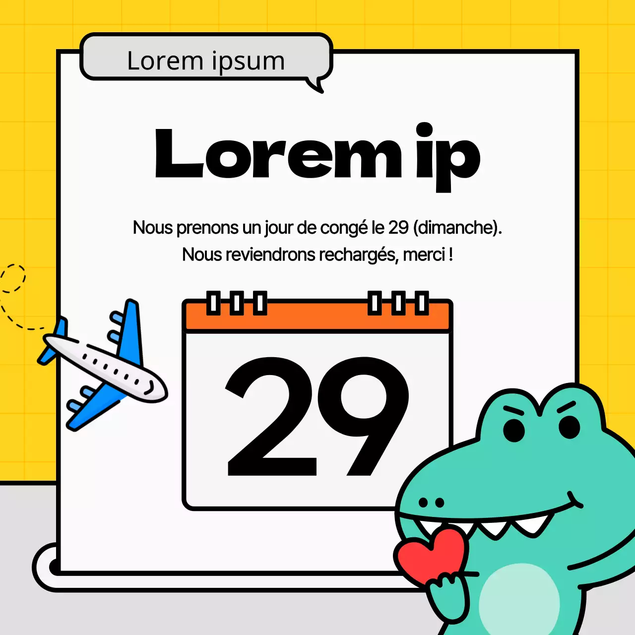 Annonces de médias sociaux de petites entreprises en orange kitsch