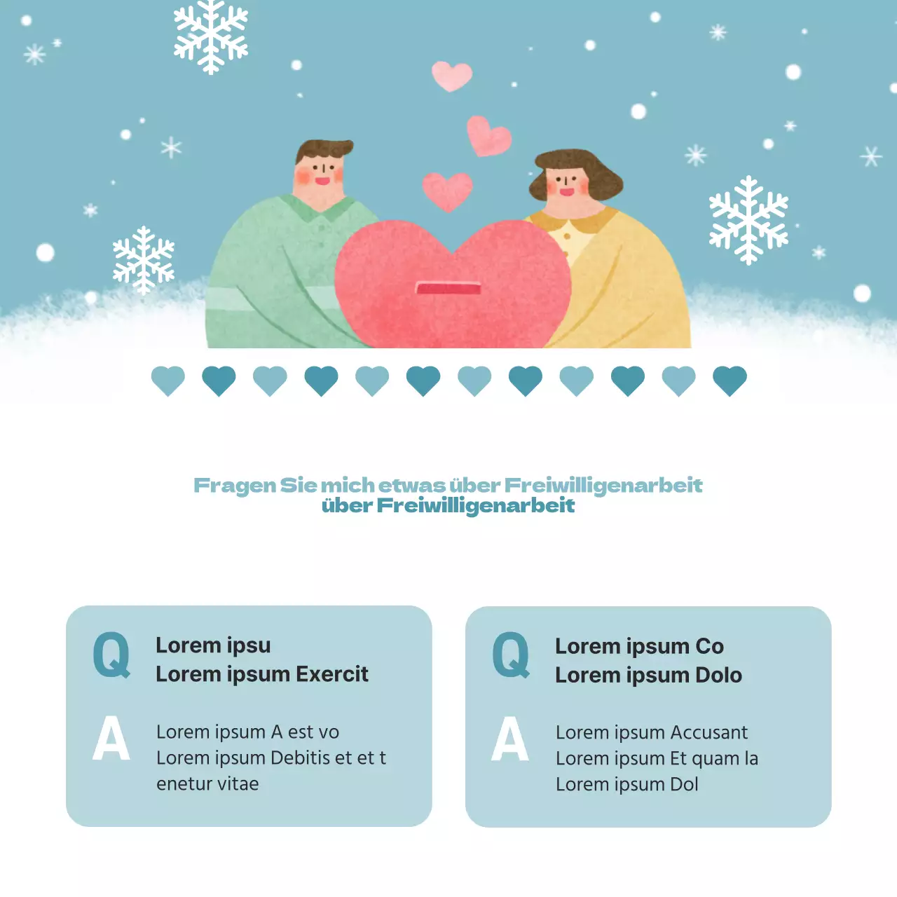 Werben Sie mit Gelb und Hellblau für die Anwerbung von Freiwilligen im Winter.