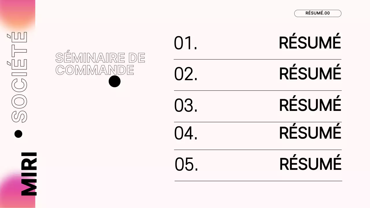 Matériel de formation pour le séminaire des nouveaux embauchés de Pink's Modern Company