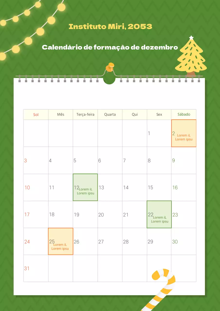 Agenda de compromissos simples verde e amarela