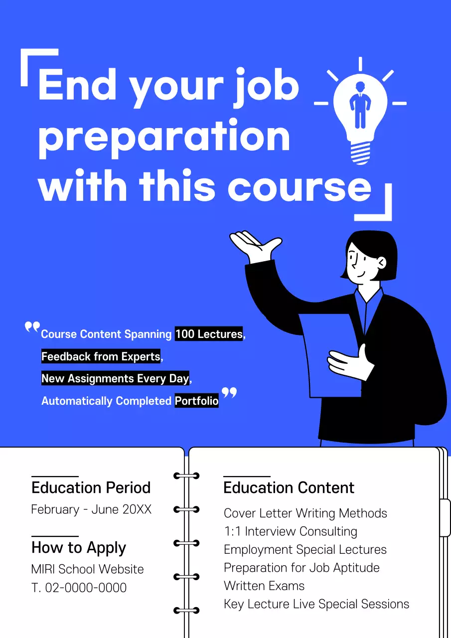 Blue Modern Job Course Announcement Poster