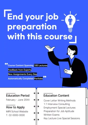 Blue Modern Job Course Announcement Poster