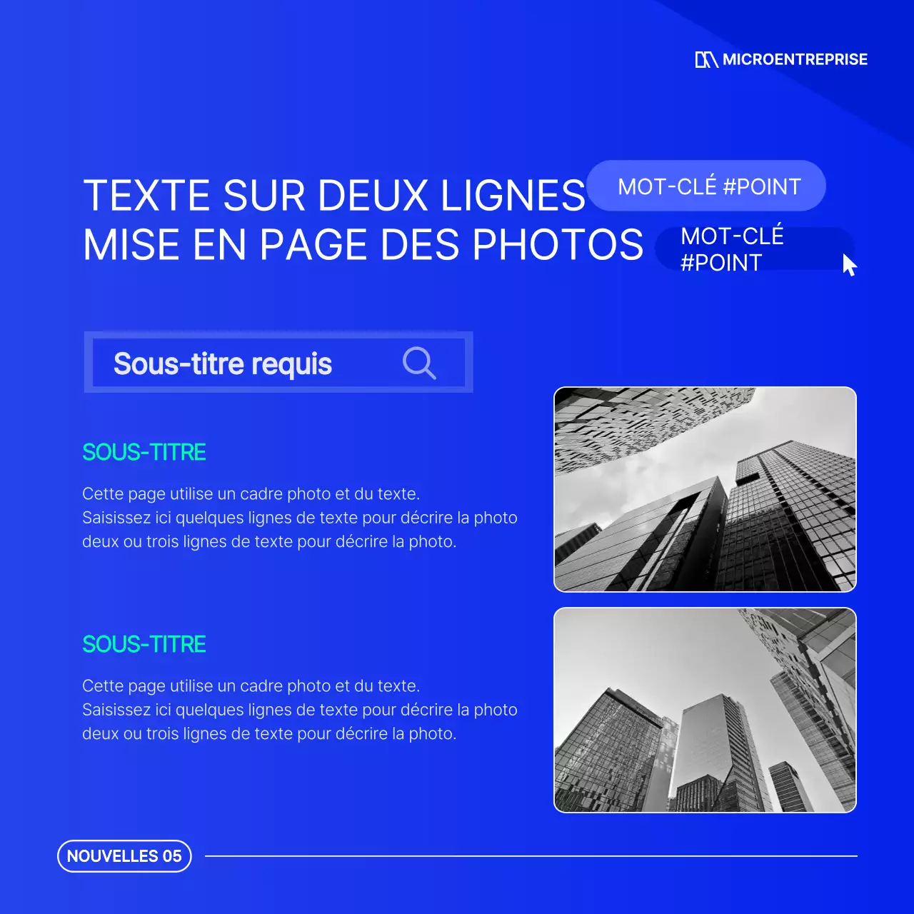Une simple lettre d'information commerciale bleue et blanche