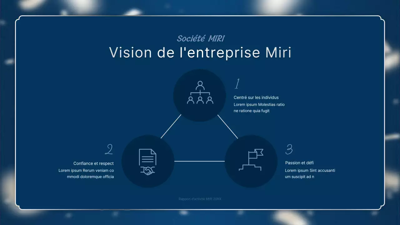 Un luxueux rapport de performance de fin d'année en bleu marine et argent