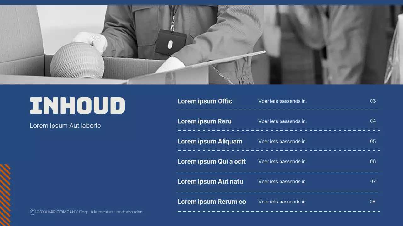 Een eenvoudig ondernemingsplan voor het nieuwe jaar in blauw en oranje