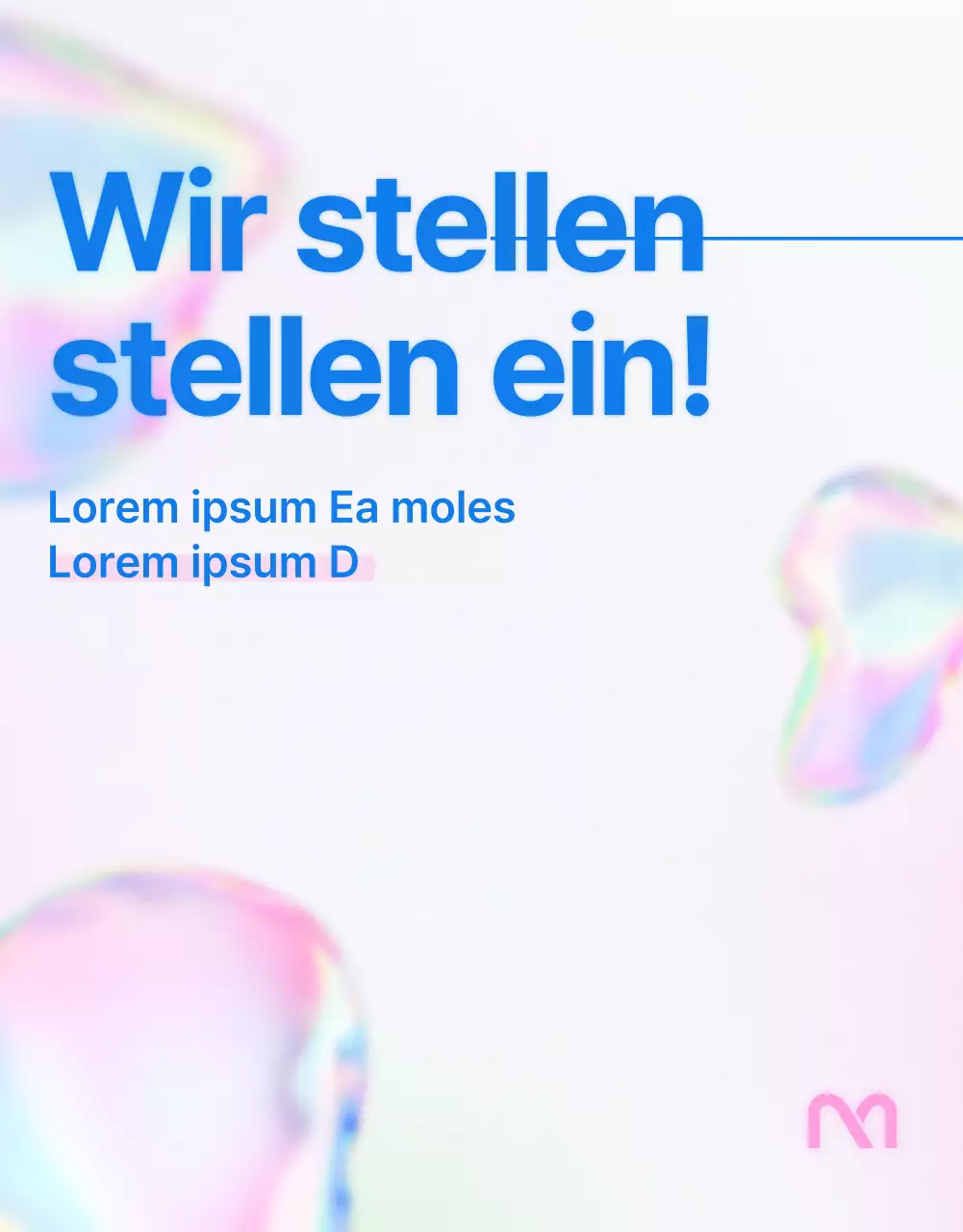 Einfache Stellenanzeige in Rosa und Blau