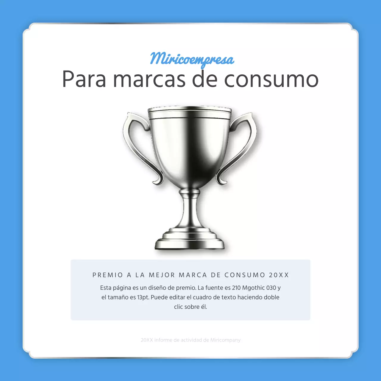 Un sencillo informe de fin de año en azul claro y blanco