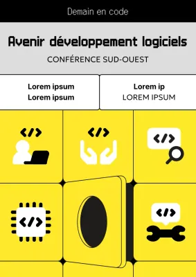 Promouvoir une conférence kitsch sur le développement du logiciel en jaune et noir