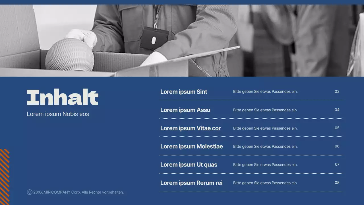 Ein einfacher Businessplan für das neue Jahr in Blau und Orange