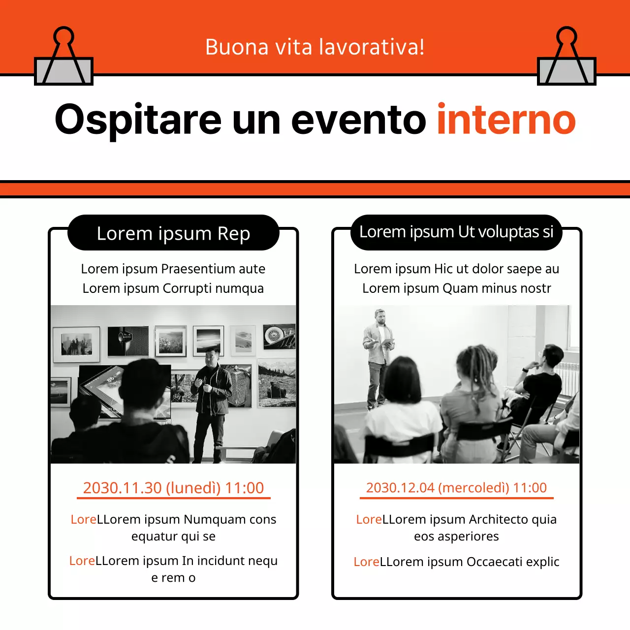 Informazioni sul programma di formazione professionale semplice arancione e nero