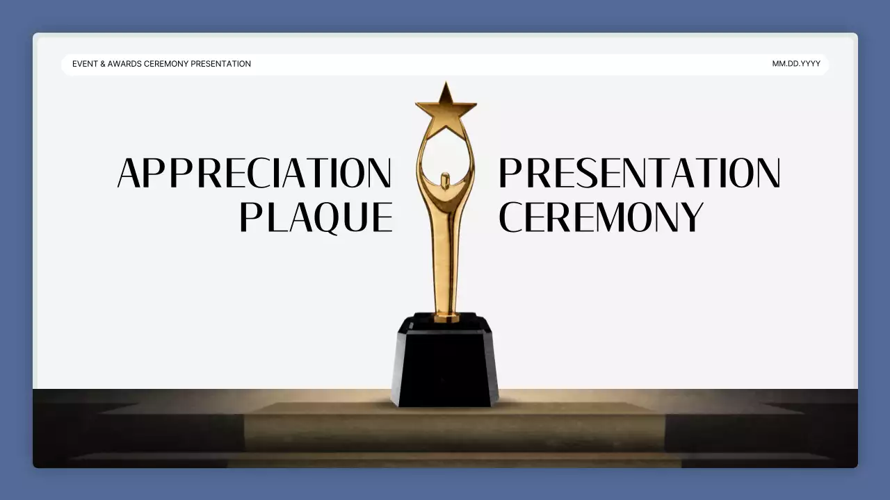 A simple blue-and-white performance presentation and end-of-year event report